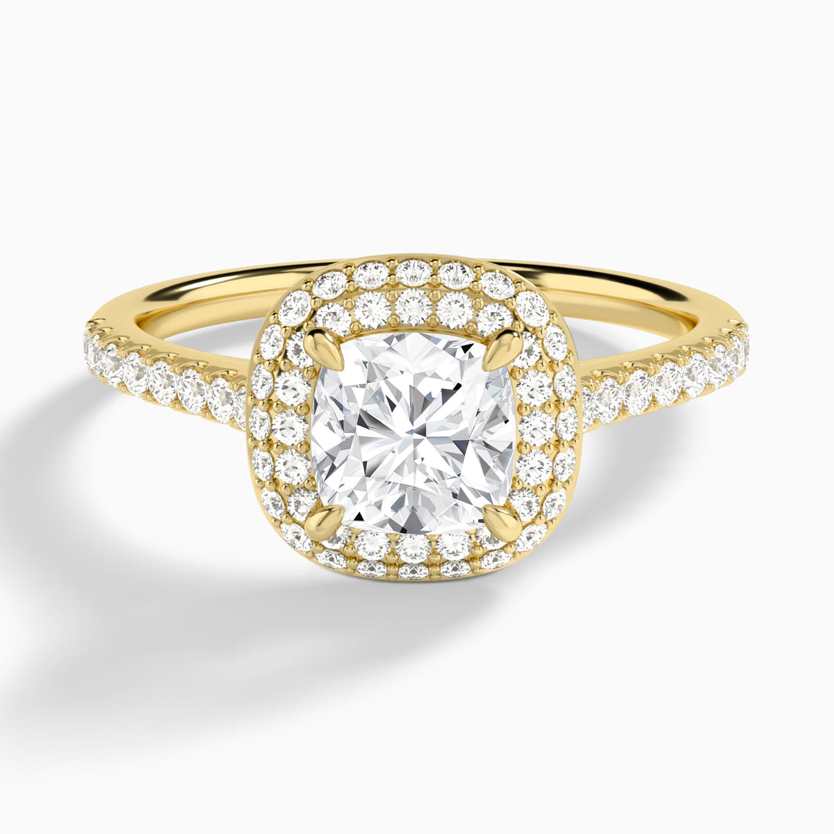 Cushion Evermore Lab Grown Diamond Engagement Ring In 14K Yellow Gold - Lucenjuri