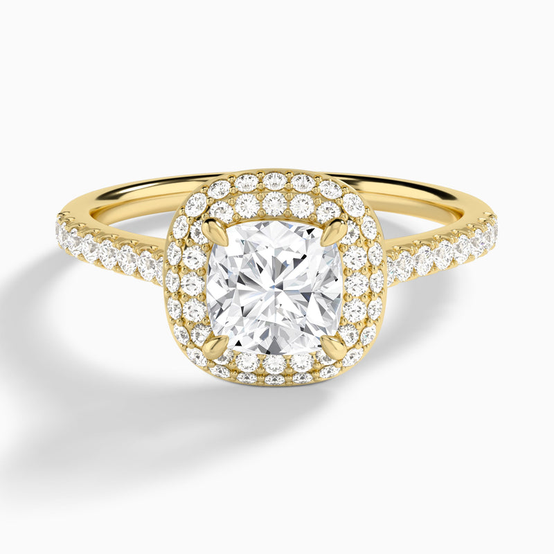 Cushion Evermore Lab Grown Diamond Engagement Ring In 18K Yellow Gold - Lucenjuri