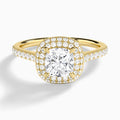 Cushion Evermore Lab Grown Diamond Engagement Ring In 18K Yellow Gold - Lucenjuri