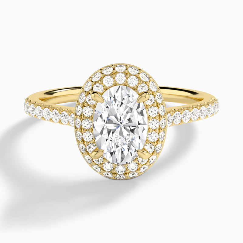 Oval Evermore Lab Grown Diamond Engagement Ring In 14K Yellow Gold - Lucenjuri