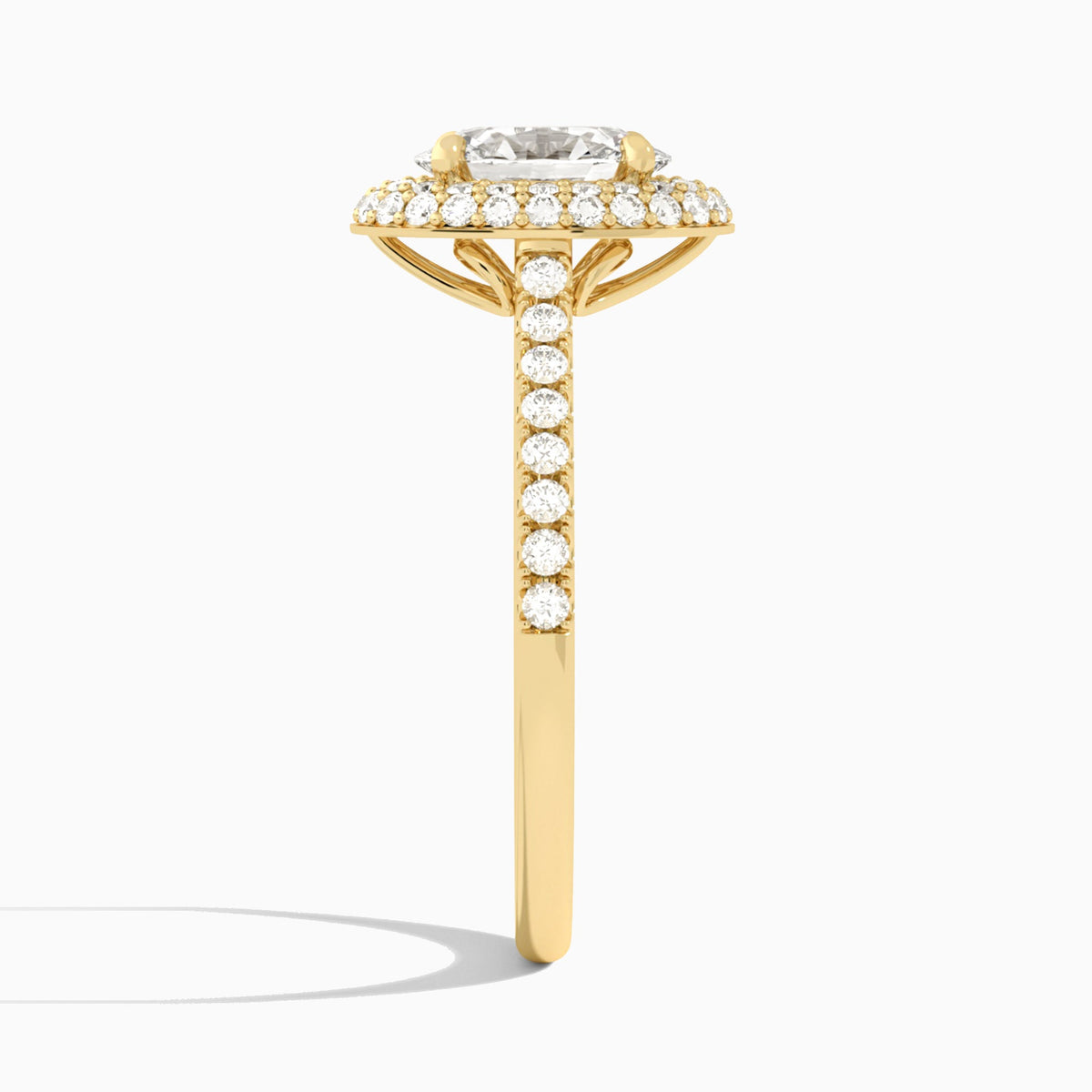 Oval Evermore Lab Grown Diamond Engagement Ring In 18K Yellow Gold, Side View