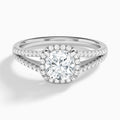 Cushion Halo Split Shank Lab Diamond Engagement Ring In 14K White Gold - Lucenjuri
