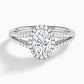 Oval Halo Split Shank Lab Diamond Engagement Ring In 18K White Gold - Lucenjuri