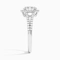 Oval Halo Split Shank Lab Diamond Engagement Ring In 18K White Gold, Side View