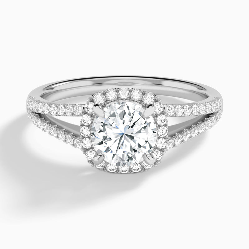 Halo Split Shank Diamond Engagement Ring