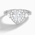 Heart Halo Shaped Side Stone Lab Diamond Engagement Ring In Platinum - Lucenjuri