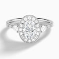 Oval Halo Shaped Side Stone Lab Diamond Engagement Ring In Platinum - Lucenjuri