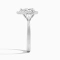 Pear Halo Shaped Side Stone Lab Diamond Engagement Ring In Platinum, Side View