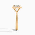 Radiant Halo Shaped Side Stone Lab Diamond Engagement Ring In 14K Rose Gold, Side View