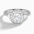Cushion Halo Shaped Side Stone Lab Diamond Engagement Ring In 14K White Gold - Lucenjuri