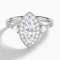 Marquise Halo Shaped Side Stone Lab Diamond Engagement Ring In 14K White Gold - Lucenjuri