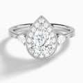 Pear Halo Shaped Side Stone Lab Diamond Engagement Ring In 14K White Gold - Lucenjuri