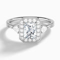 Radiant Halo Shaped Side Stone Lab Diamond Engagement Ring In 14K White Gold - Lucenjuri