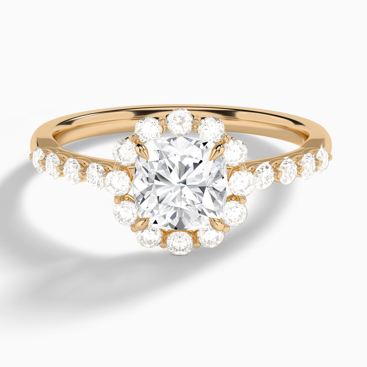 Cushion Luminous Halo Lab Diamond Engagement Ring In 14K Rose Gold - Lucenjuri