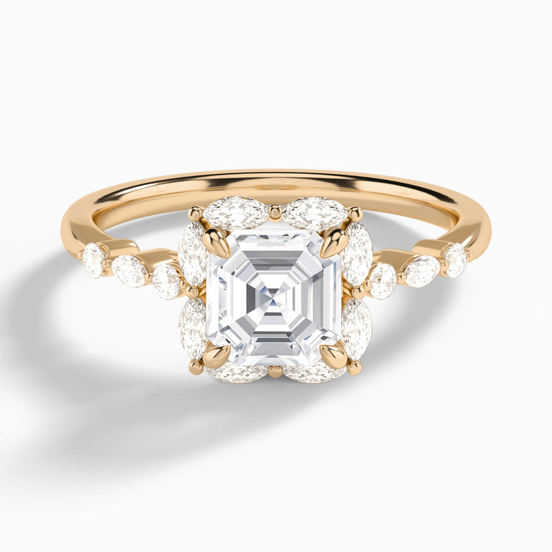 Asscher Seraphina Halo Lab Grown Diamond Engagement Ring In 14K Rose Gold - Lucenjuri