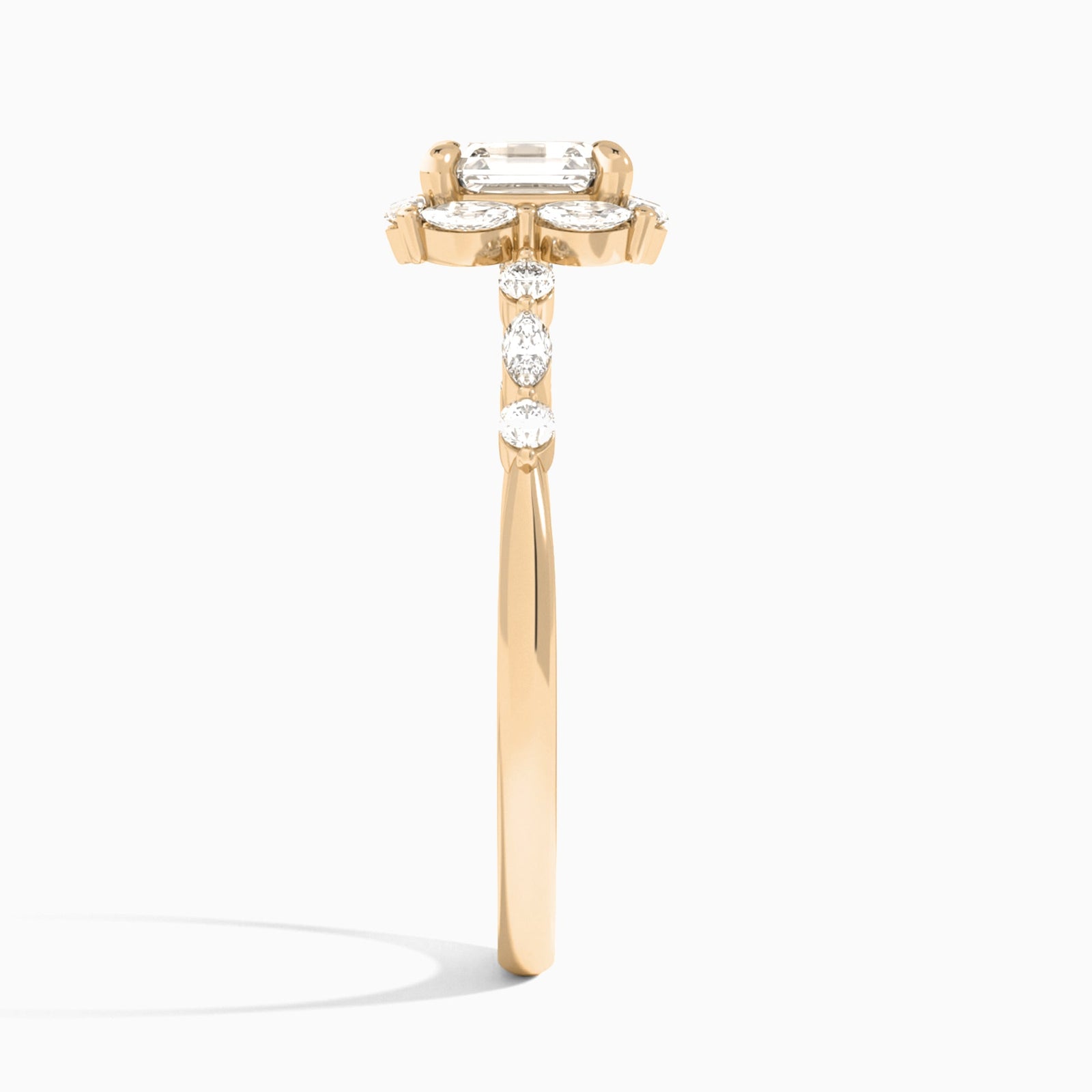 Asscher Seraphina Halo Lab Grown Diamond Engagement Ring In 14K Rose Gold, Side View