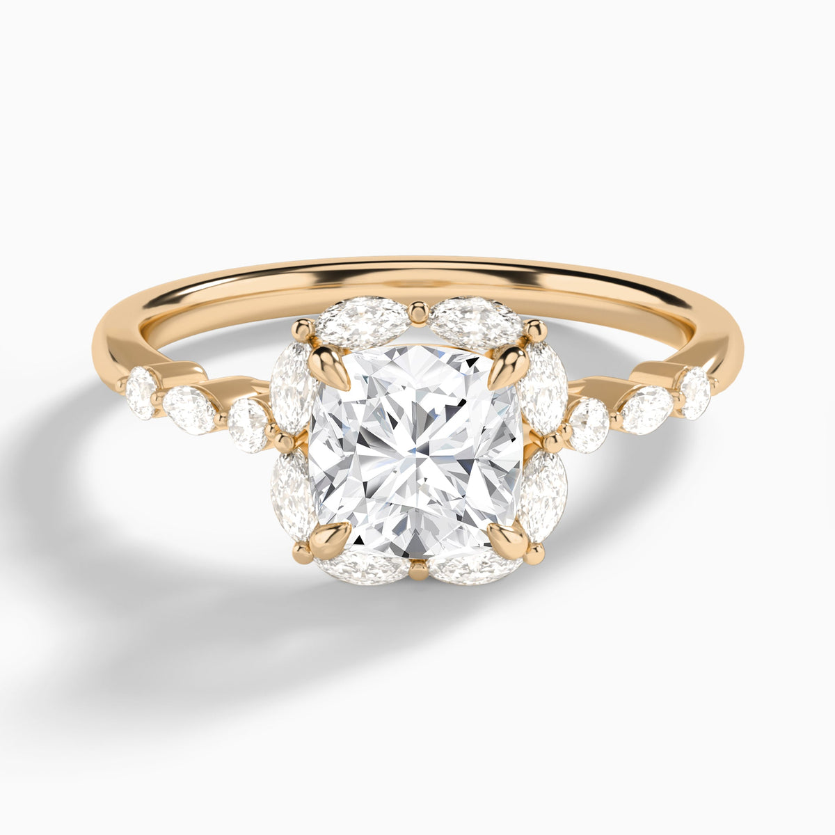 Cushion Seraphina Halo Lab Grown Diamond Engagement Ring In 14K Rose Gold - Lucenjuri