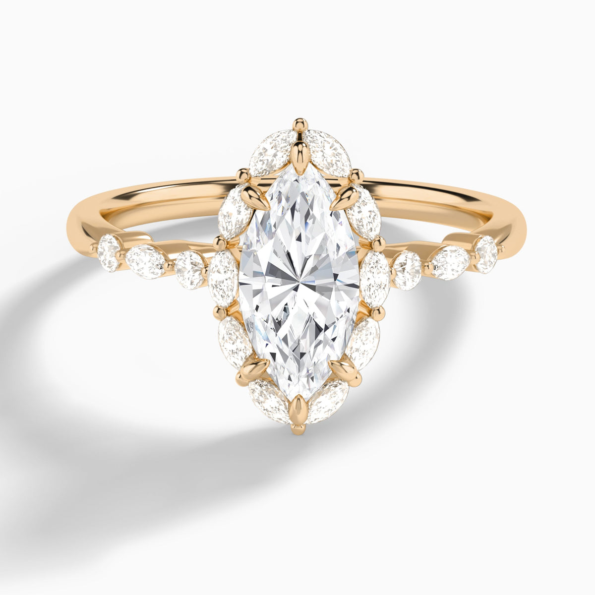 Marquise Seraphina Halo Lab Grown Diamond Engagement Ring In 14K Rose Gold - Lucenjuri