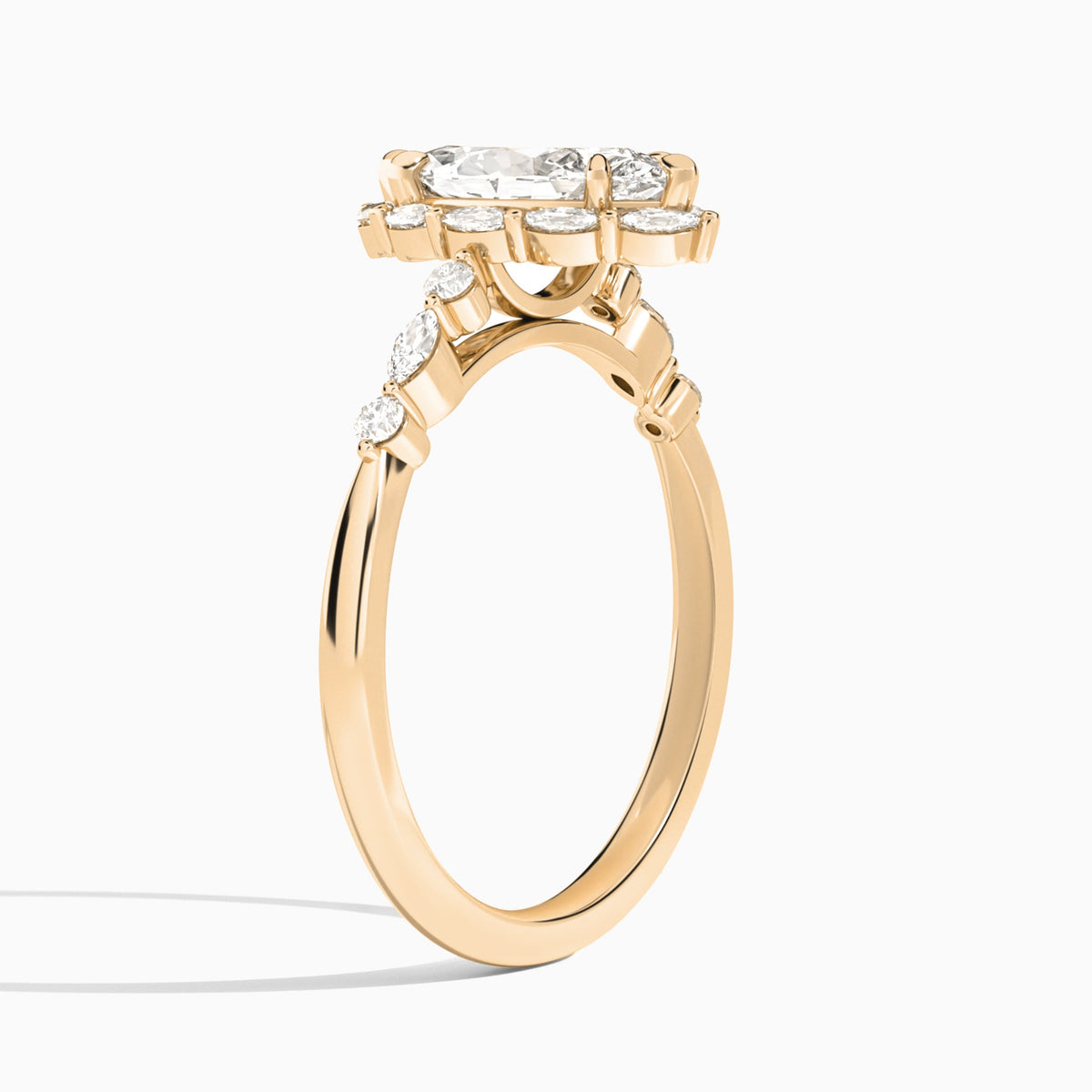 Marquise Seraphina Halo Lab Grown Diamond Engagement Ring In 14K Rose Gold, Angle View