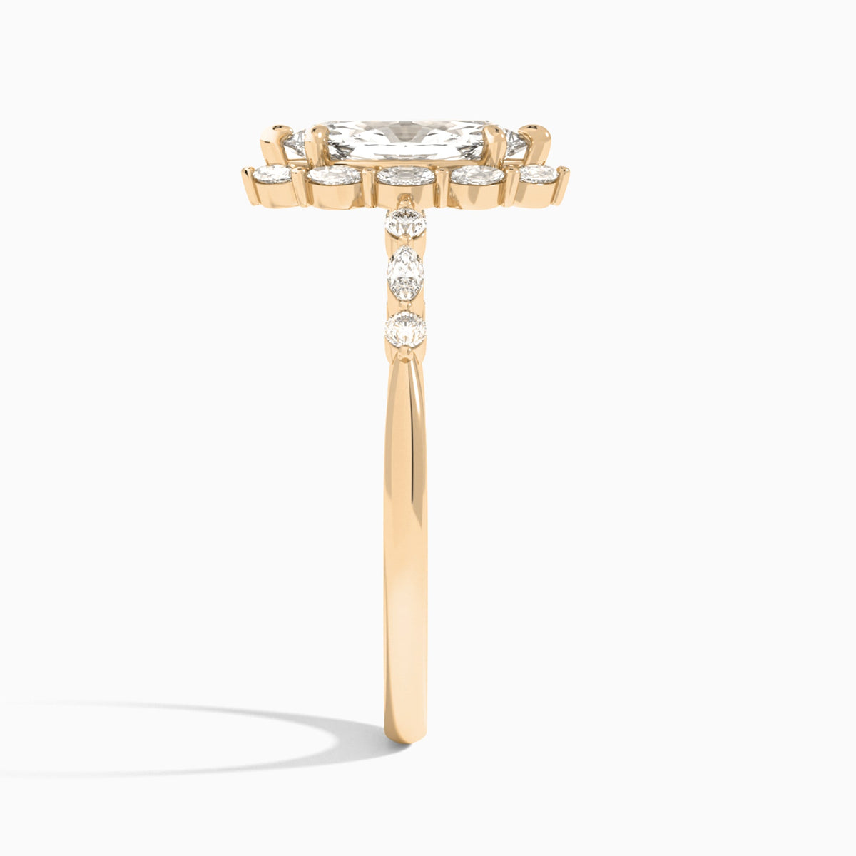 Marquise Seraphina Halo Lab Grown Diamond Engagement Ring In 14K Rose Gold, Side View