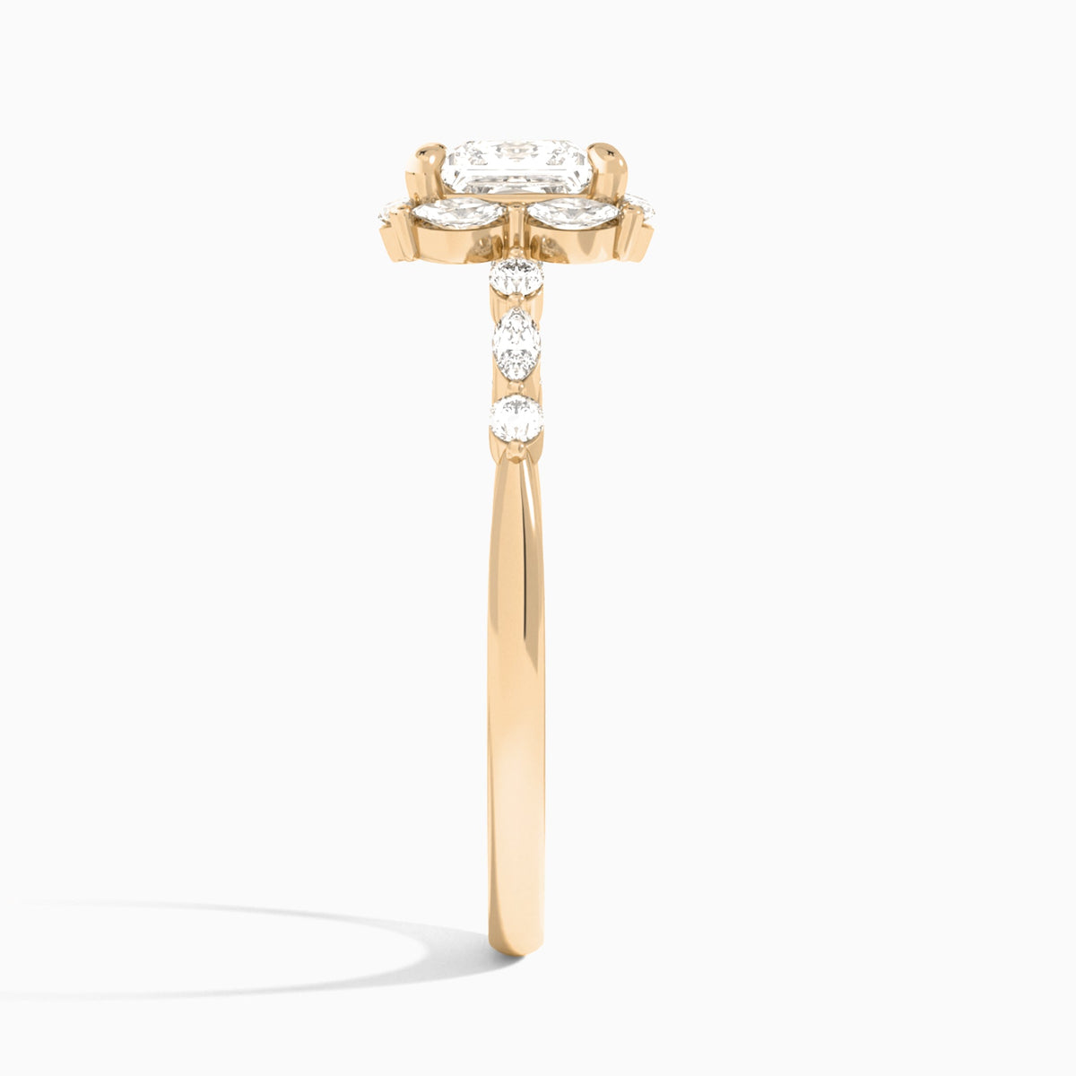 Princess Seraphina Halo Lab Grown Diamond Engagement Ring In 14K Rose Gold, Side View
