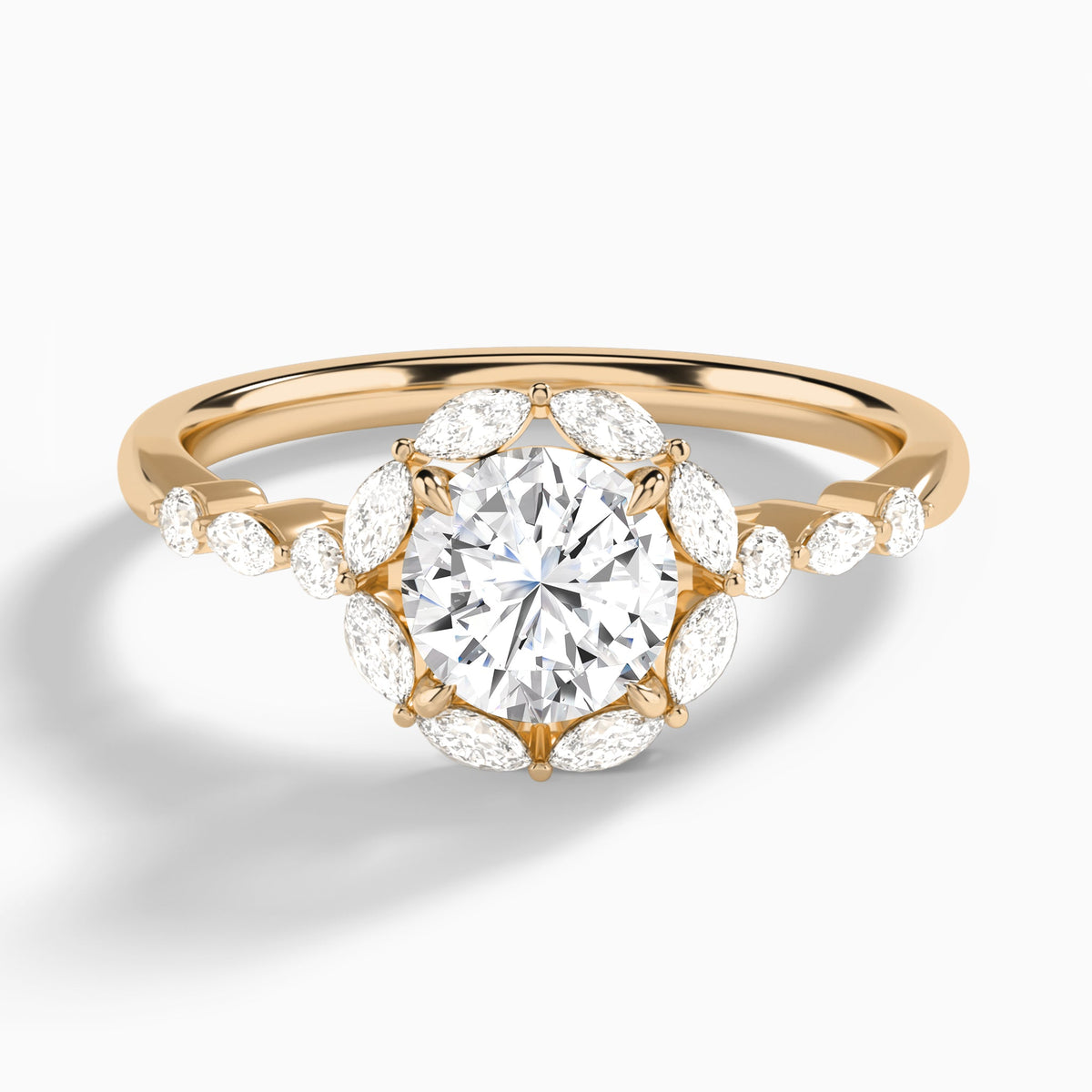 Round Seraphina Halo Lab Grown Diamond Engagement Ring In 14K Rose Gold - Lucenjuri