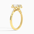 Marquise Seraphina Halo Lab Diamond Engagement Ring In 18K Yellow Gold, Angle View