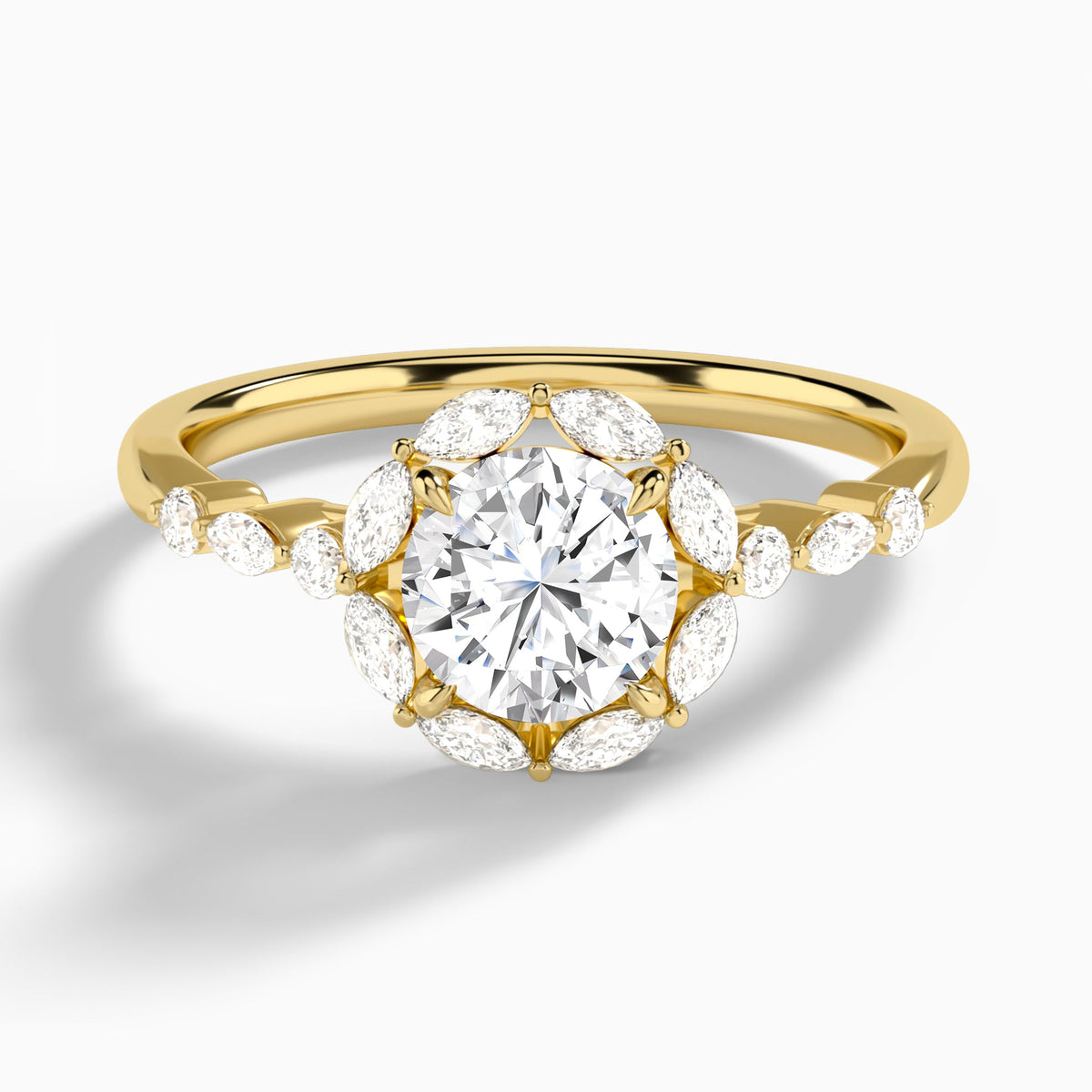 Round Seraphina Halo Lab Diamond Engagement Ring In 18K Yellow Gold - Lucenjuri