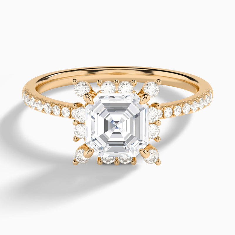 Asscher Lucinda Halo Lab Grown Diamond Engagement Ring In 14K Rose Gold - Lucenjuri