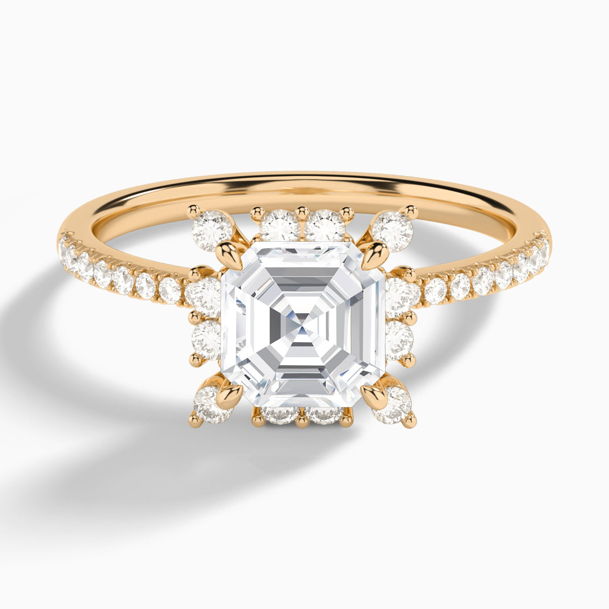 Asscher Lucinda Halo Lab Grown Diamond Engagement Ring In 14K Rose Gold - Lucenjuri