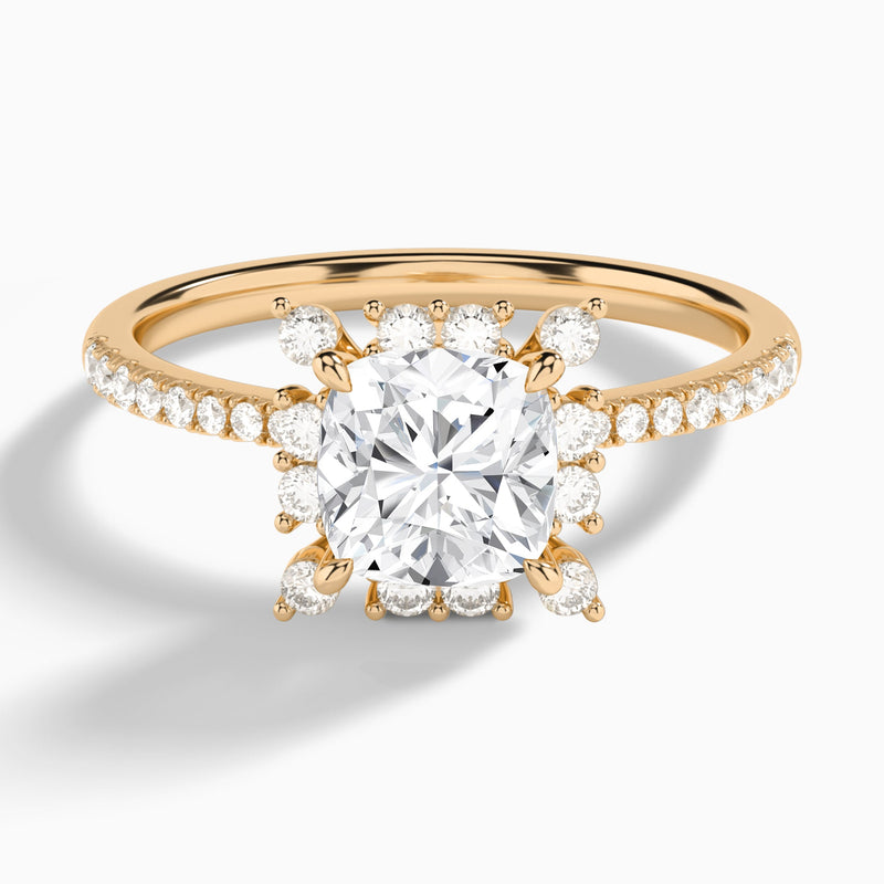 Cushion Lucinda Halo Lab Grown Diamond Engagement Ring In 14K Rose Gold - Lucenjuri