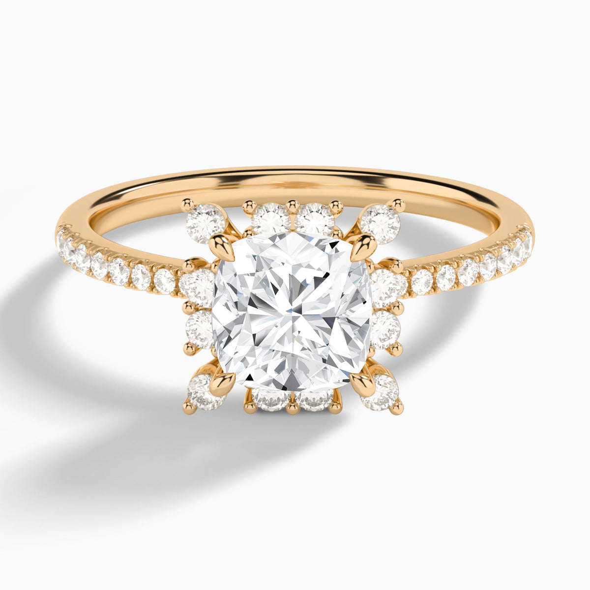 Cushion Lucinda Halo Lab Grown Diamond Engagement Ring In 14K Rose Gold - Lucenjuri