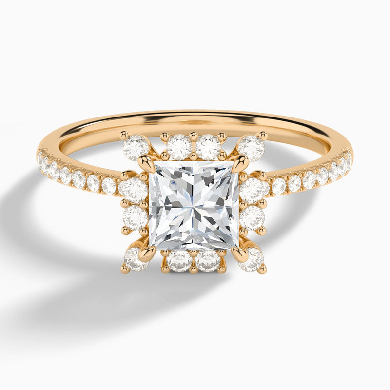 Princess Lucinda Halo Lab Grown Diamond Engagement Ring In 14K Rose Gold - Lucenjuri