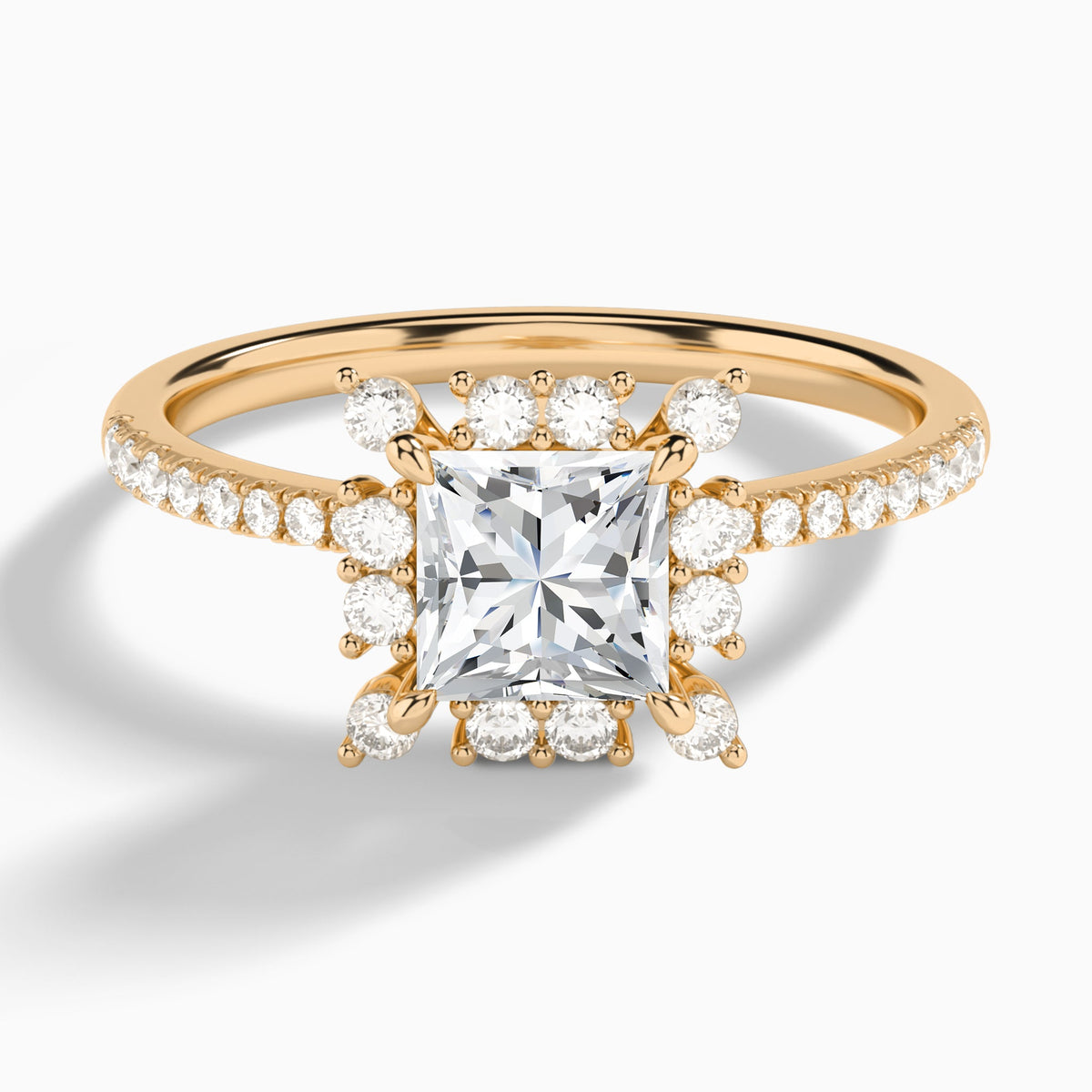 Princess Lucinda Halo Lab Grown Diamond Engagement Ring In 14K Rose Gold - Lucenjuri