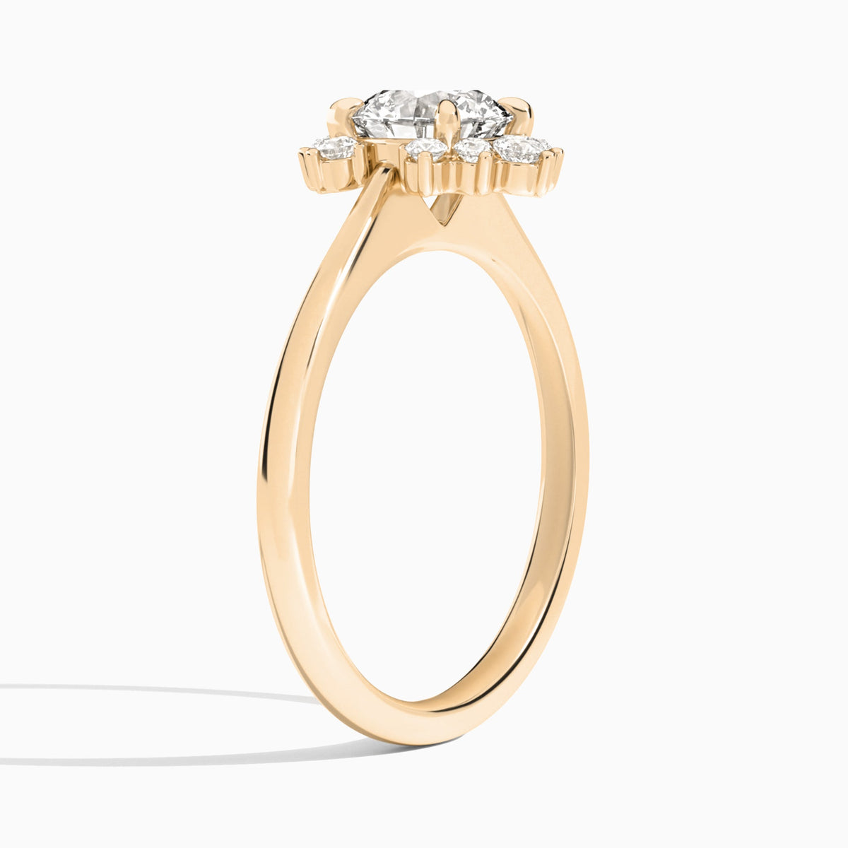 Round Winifred Lab Grown Diamond Engagement Ring In 14K Rose Gold, Angle View