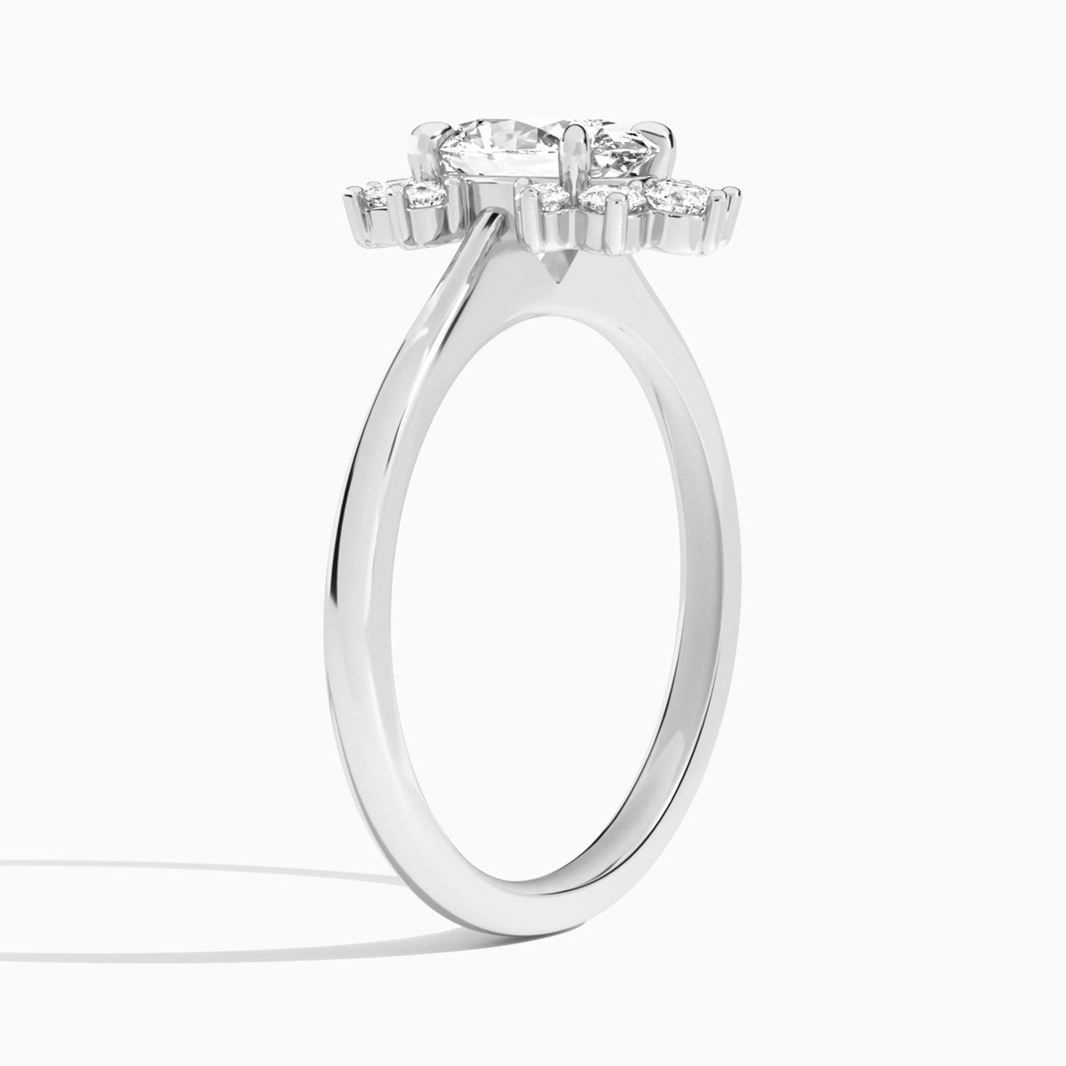 Oval Winifred Lab Grown Diamond Engagement Ring In 18K White Gold, Angle View