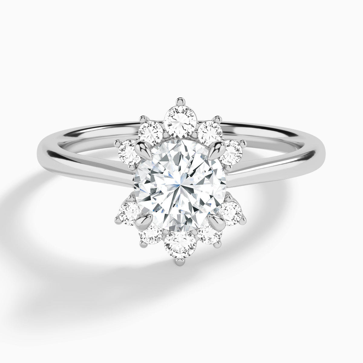 Round Winifred Lab Grown Diamond Engagement Ring In 14K White Gold - Lucenjuri
