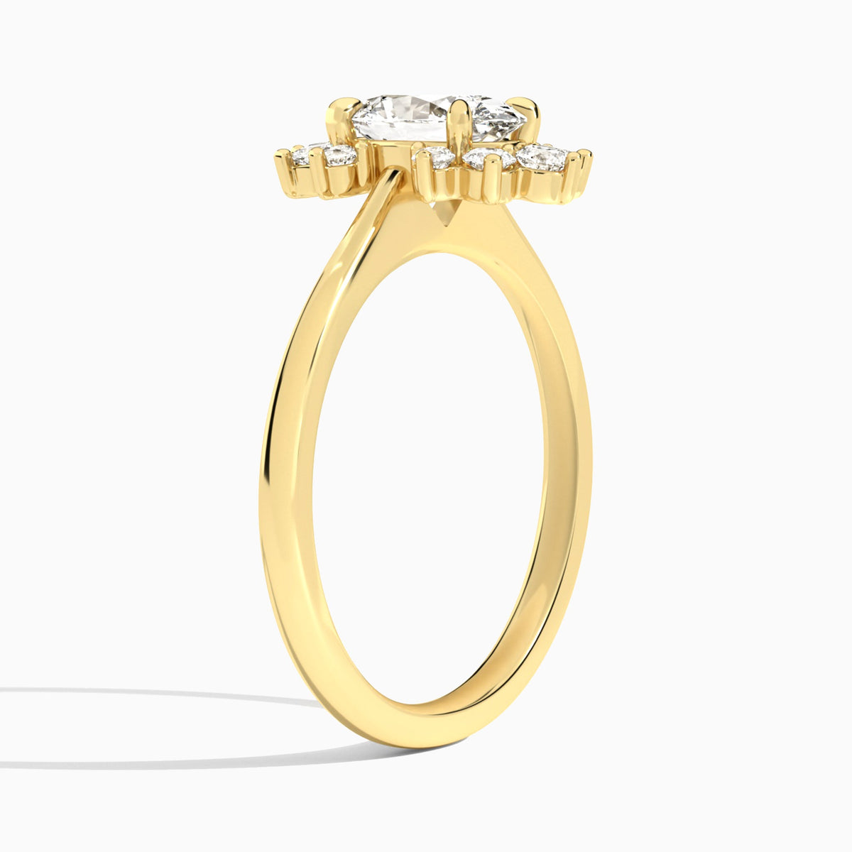 Oval Winifred Lab Grown Diamond Engagement Ring In 18K Yellow Gold, Angle View