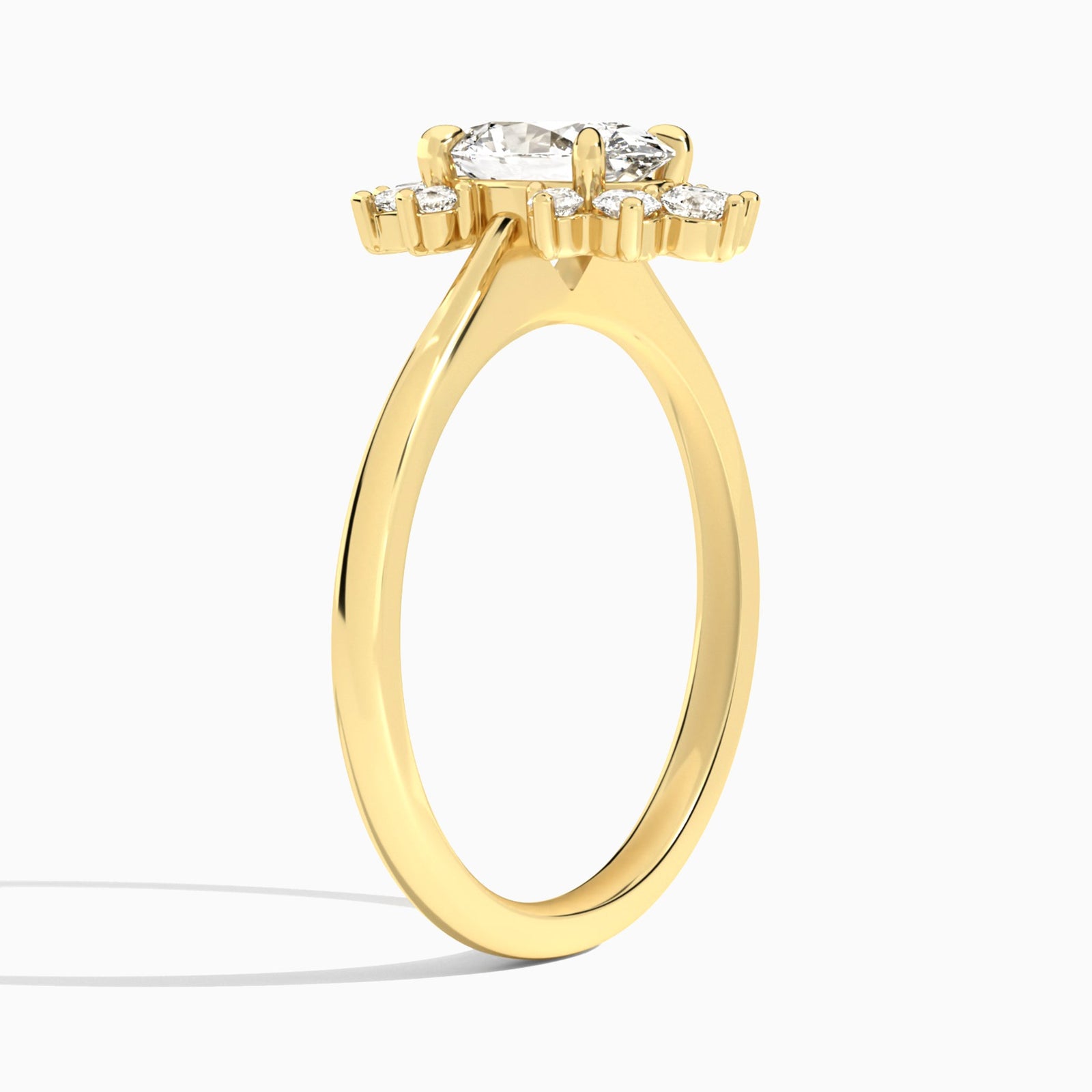 Oval Winifred Lab Grown Diamond Engagement Ring In 14K Yellow Gold, Angle View