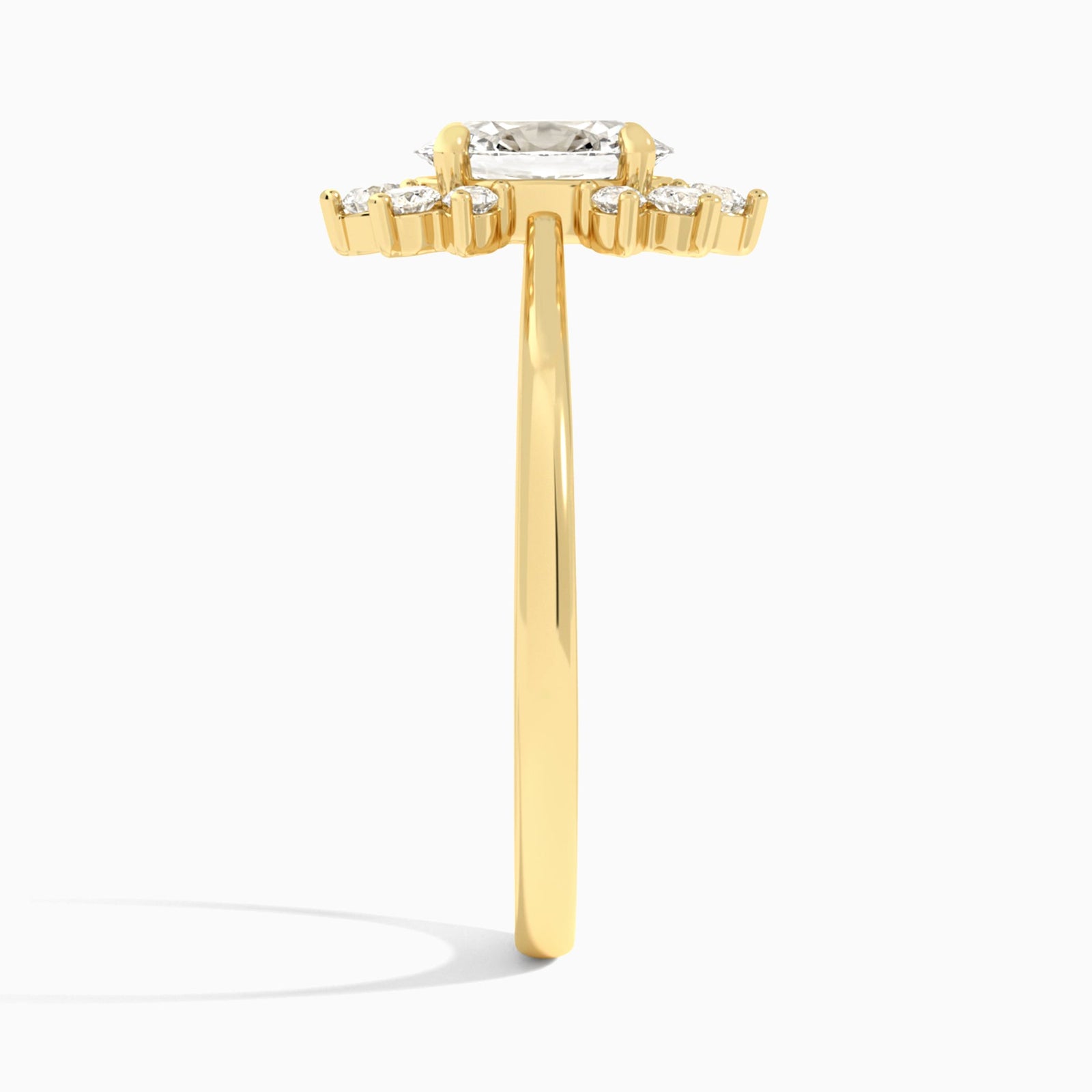 Oval Winifred Lab Grown Diamond Engagement Ring In 14K Yellow Gold, Side View