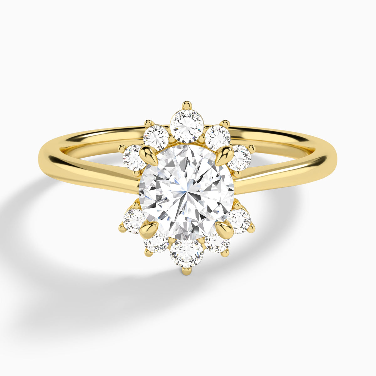 Round Winifred Lab Grown Diamond Engagement Ring In 18K Yellow Gold - Lucenjuri