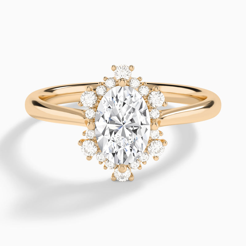 Oval Marguerite Lab Grown Diamond Engagement Ring In 14K Rose Gold - Lucenjuri