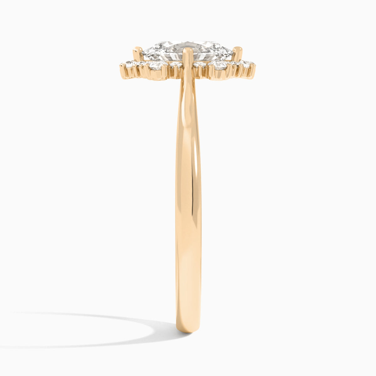 Oval Marguerite Lab Grown Diamond Engagement Ring In 14K Rose Gold, Side View