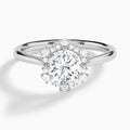Round Marguerite Lab Grown Diamond Engagement Ring In 18K White Gold - Lucenjuri
