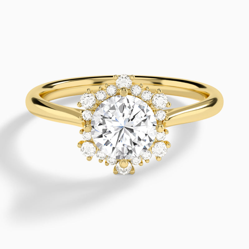 Round Marguerite Lab Grown Diamond Engagement Ring In 14K Yellow Gold - Lucenjuri