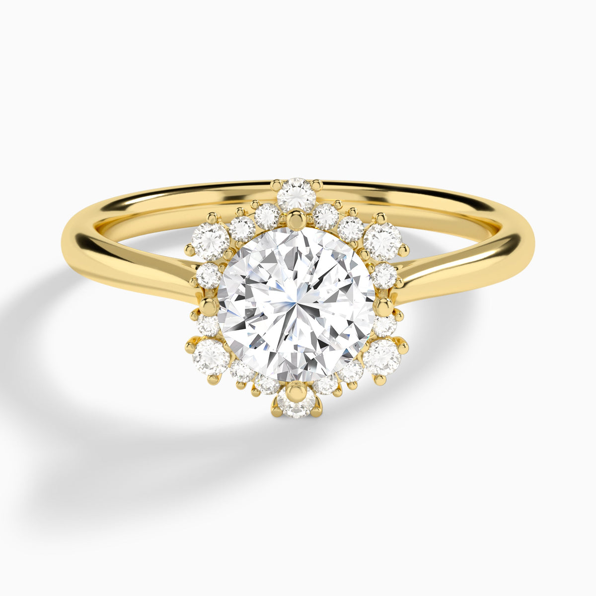Round Marguerite Lab Grown Diamond Engagement Ring In 14K Yellow Gold - Lucenjuri
