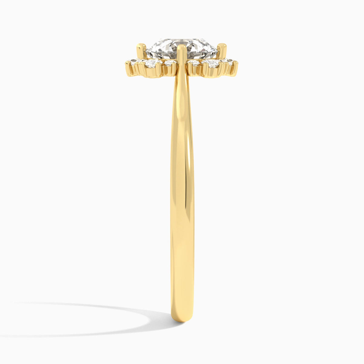 Round Marguerite Lab Grown Diamond Engagement Ring In 14K Yellow Gold, Side View