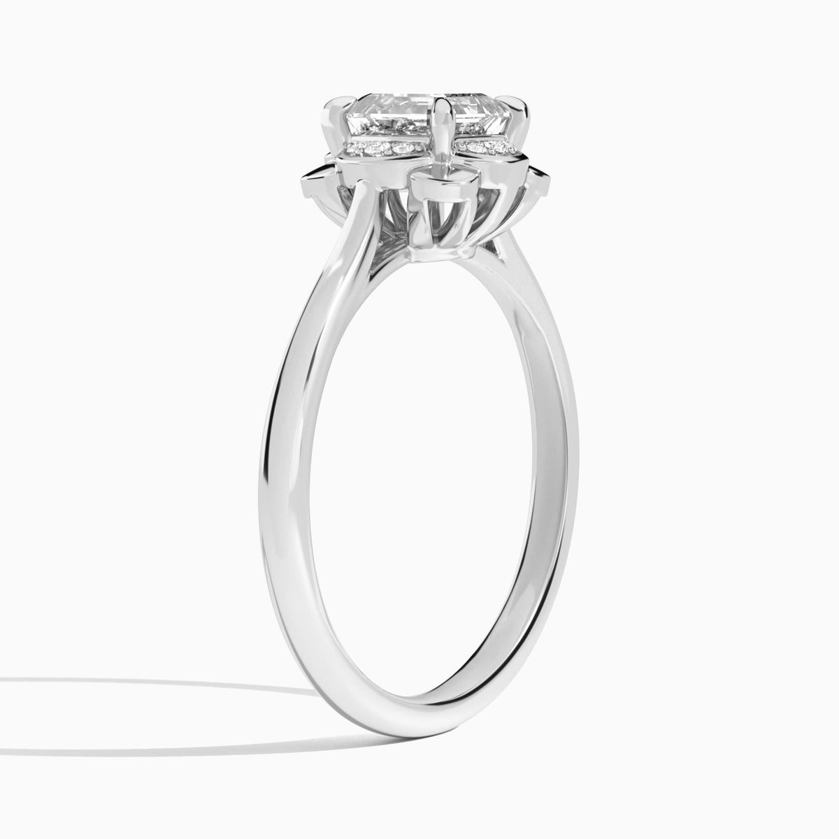 Asscher Rosalind Lab Grown Diamond Engagement Ring In Platinum, Angle View