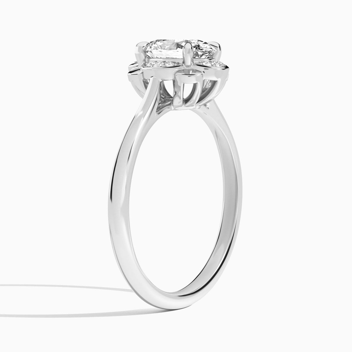 Oval Rosalind Lab Grown Diamond Engagement Ring In Platinum, Angle View