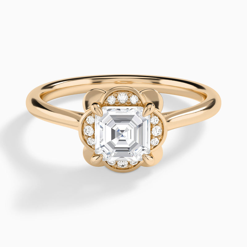 Asscher Rosalind Lab Grown Diamond Engagement Ring In 14K Rose Gold - Lucenjuri